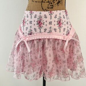 Sugar Thrillz Dollskill Pink Floral A-Line Skirt